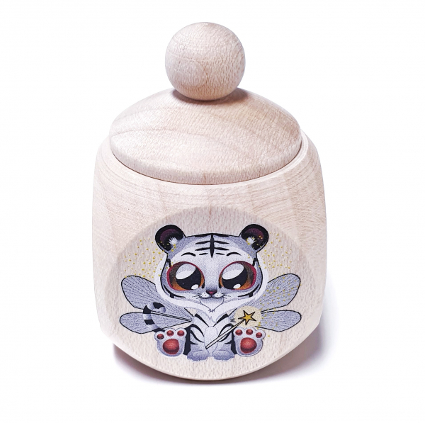 Holzdose weißer Löwe